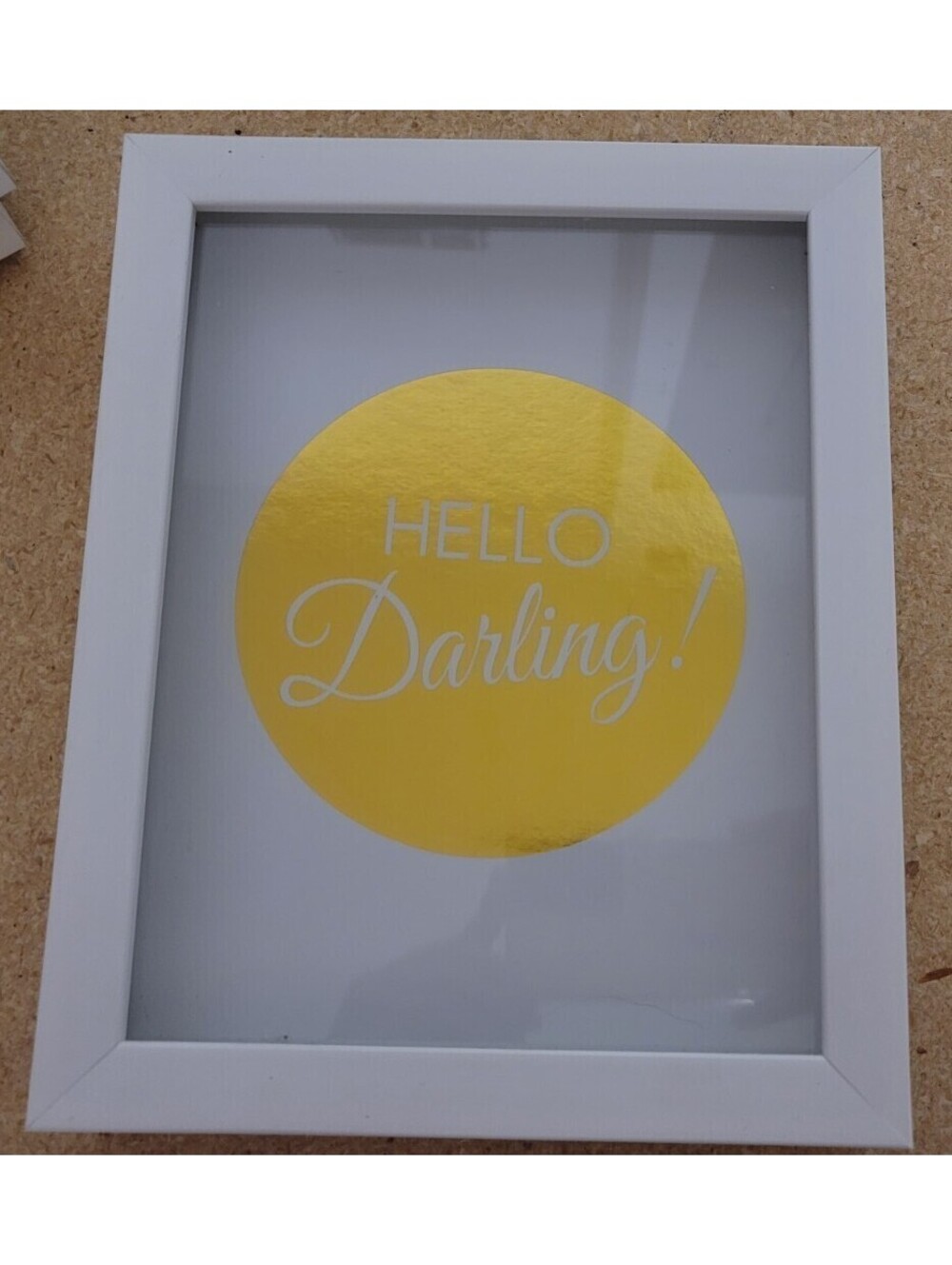 'HELLO DARLING!' GOLD & WHITE FRAMED ART PRINT SMALL